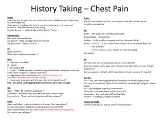 History Taking – Chest Pain