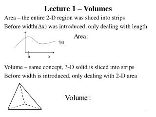 Lecture 1 – Volumes