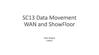 SC13 Data Movement WAN and ShowFloor