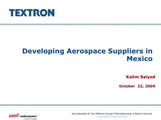 Developing Aerospace Suppliers in Mexico