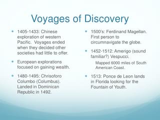 reasons for voyages of discovery