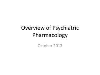 Overview of Psychiatric Pharmacology