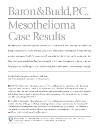 Mesothelioma Case Results