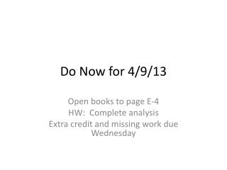 Do Now for 4/9/13