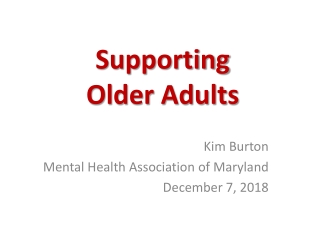 Supporting Older Adults