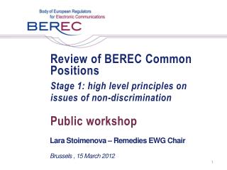 Review of BEREC Common Positions Stage 1: high level principles on issues of non-discrimination
