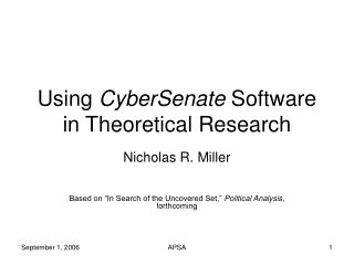 Using CyberSenate Software in Theoretical Research