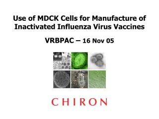 Use of MDCK Cells for Manufacture of Inactivated Influenza Virus Vaccines VRBPAC – 16 Nov 05