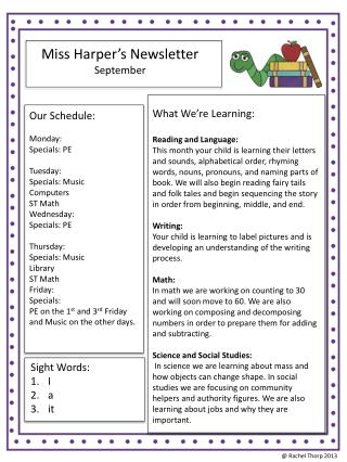 Miss Harper ’s Newsletter September