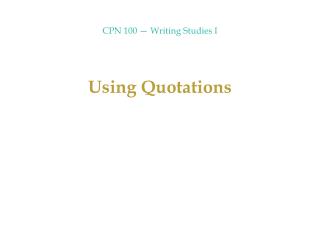 CPN 100 — Writing Studies I