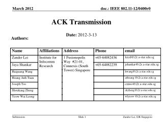 ACK Transmission