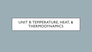 Unit 8: Temperature, Heat, & Thermodynamics