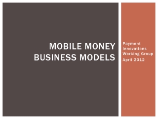 Mobile Money Business Models