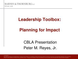 Leadership Toolbox: Planning for Impact
