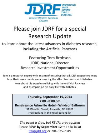 Featuring Tom Brobson JDRF, National Director Research Investment Opportunities