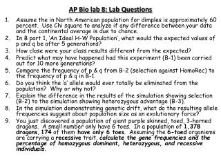 AP Bio lab 8: Lab Questions