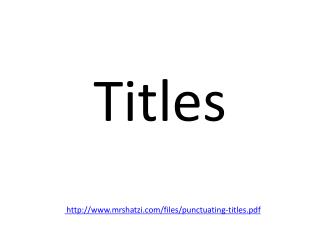 Titles
