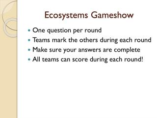 Ecosystems Gameshow