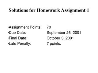 Solutions for Homework Assignment 1