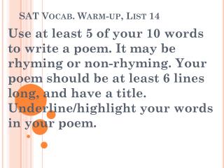 SAT Vocab. Warm-up, List 14