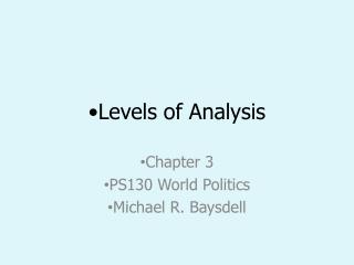 Levels of Analysis