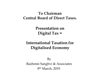 Presentation on Digital Tax = International Taxation for Digitalised Economy