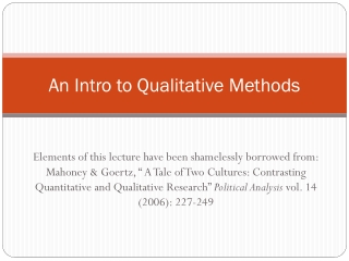 An Intro to Qualitative Methods