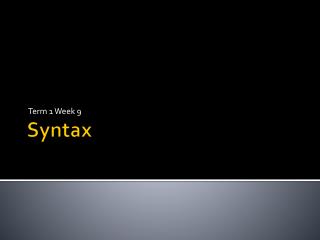 Syntax
