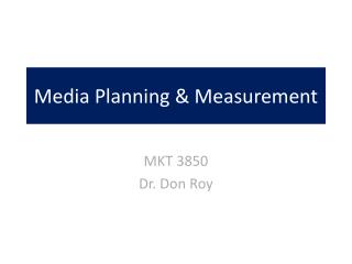 Media Planning & Measurement
