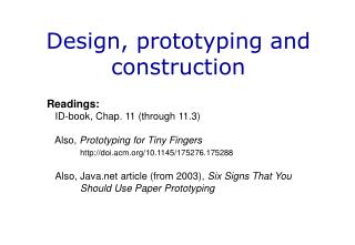 Design, prototyping and construction