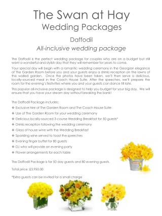 The Swan at Hay Wedding Packages