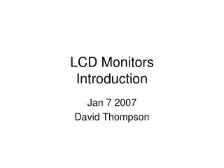 LCD Monitors Introduction