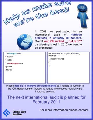 The next international audit is planned for February 2011
