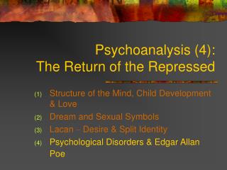 Psychoanalysis (4): The Return of the Repressed