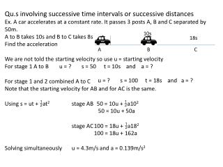 Qu.s involving successive time intervals or successive distances