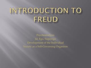 Introduction to Freud
