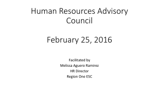 Human Resources Advisory Council February 25, 2016