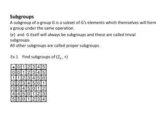 Subgroups