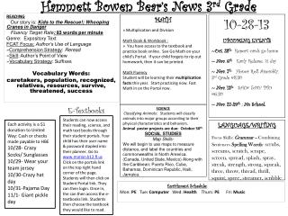 Hammett Bowen Bear’s News 3 rd Grade