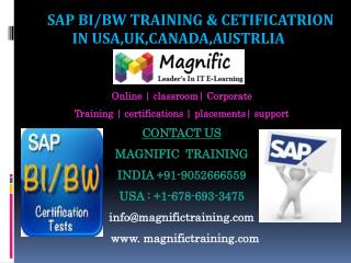 SAP BI/BW TRAINING & CETIFICATRION IN USA,UK,CANADA,AUSTRLIA