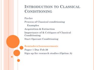 classical conditioning personal essay