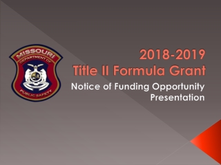 2018-2019 Title II Formula Grant