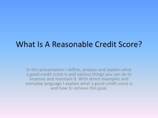 What Is A Reasonable Credit Score
