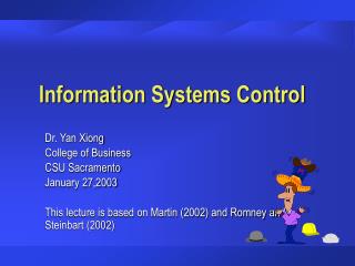 Information Systems Control
