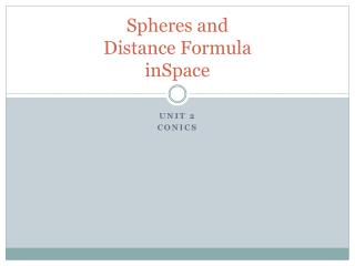 Spheres and Distance Formula inSpace