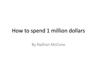 How to spend 1 million dollars