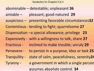 abominable – detestable; unpleasant 36 amiable – 	pleasant; good-natured 29