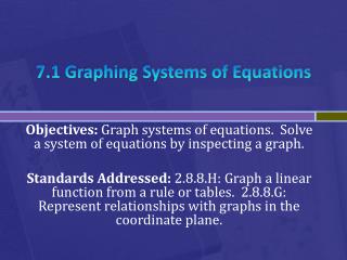 7.1 Graphing Systems of Equations