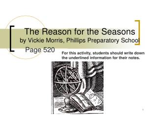 The Reason for the Seasons by Vickie Morris, Phillips Preparatory School