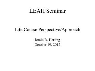 LEAH Seminar